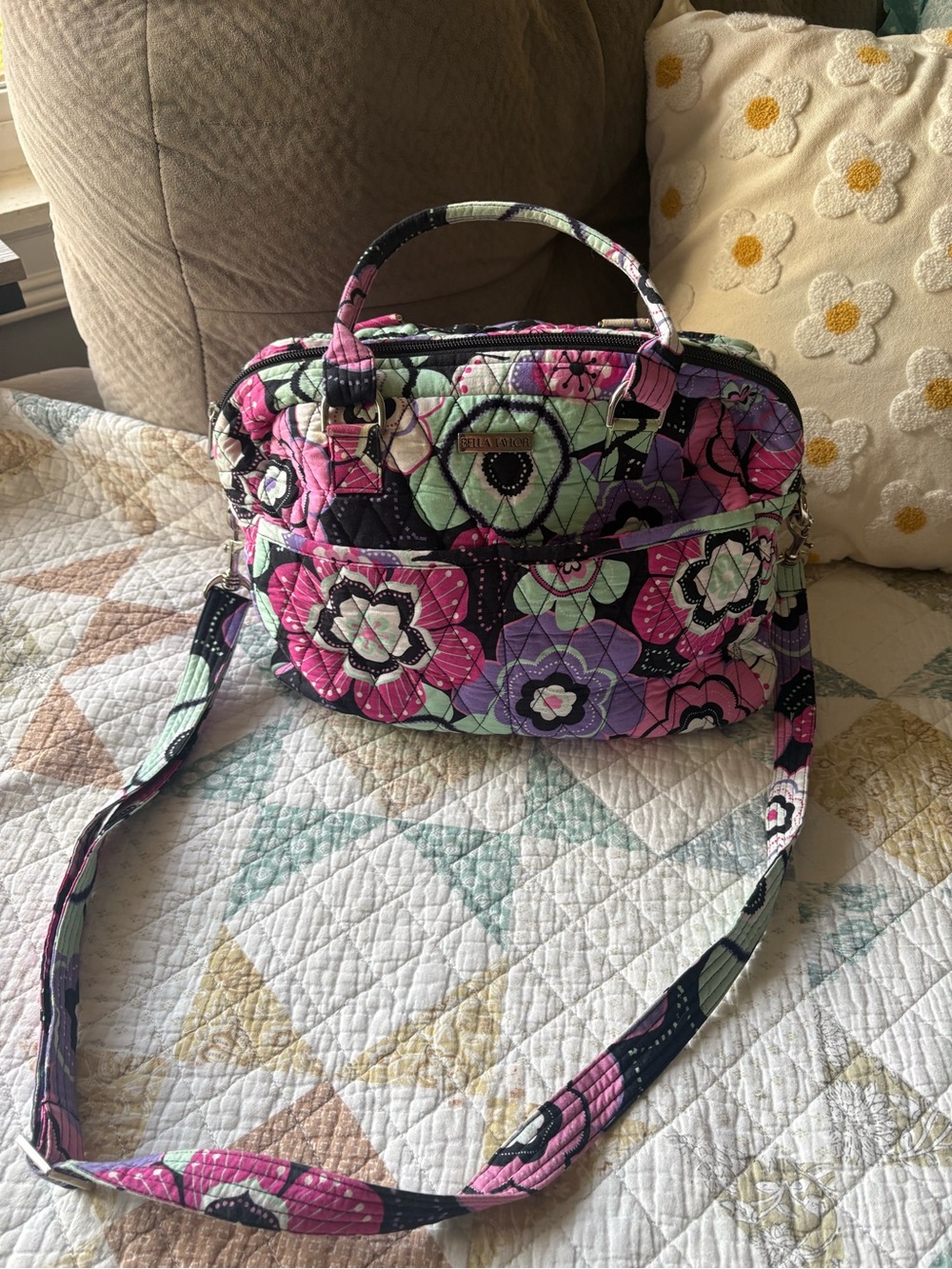 Bella Taylor Quilted Floral Crossbody Bag - Pink, Mint & Purple